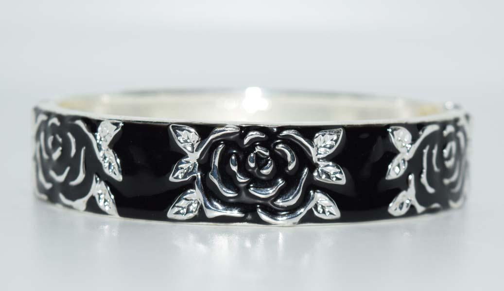 Enamel Rose Hinge Bangle Bracelet (1 of 4)