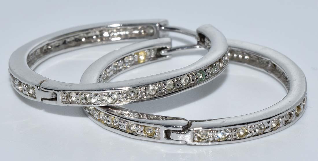 Silver Tone Inside Out CZ Pave Hoop Earrings (1 of 4)