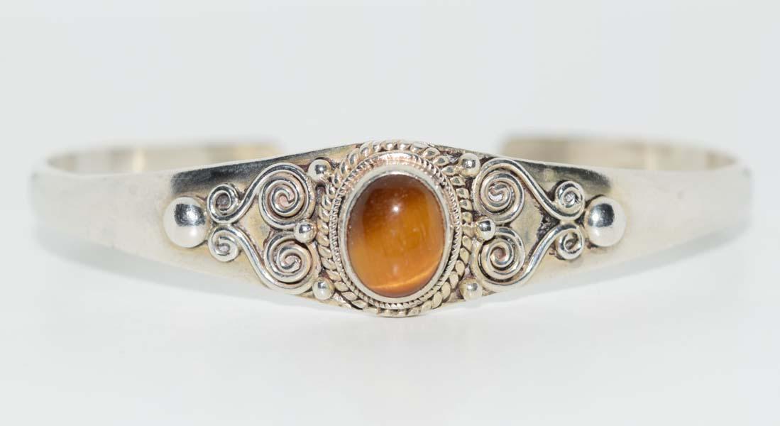 Sterling Silver Tigers Eye Cuff Bracelet (1 of 5)