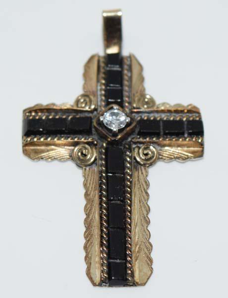 Signed S. Roy Gold Over Sterling Cross Pendant (1 of 3)