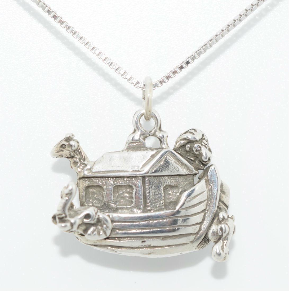 Signed Sterling Silver Noahs Ark Necklace (1 of 3)