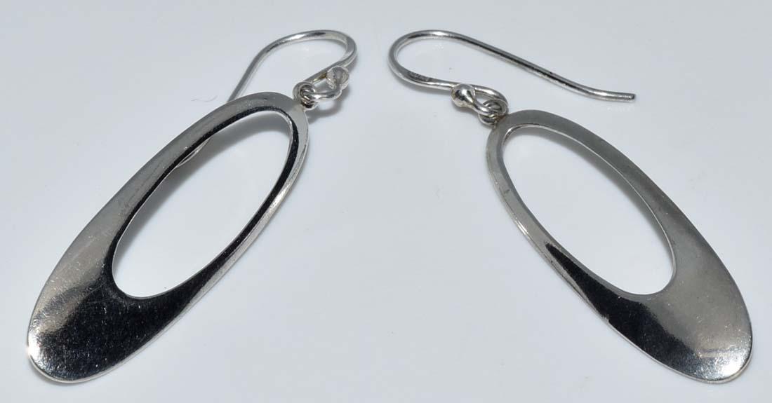 Sterling Silver Oval Dangle Earrings (1 of 3)