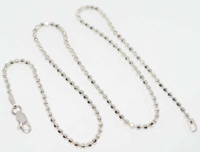 Italian Sterling Silver Ball Chain Link Necklace: Measurement: 15.75 inch length, 2mm width | Weight: 6.2 grams | Stamp: 925 Italy