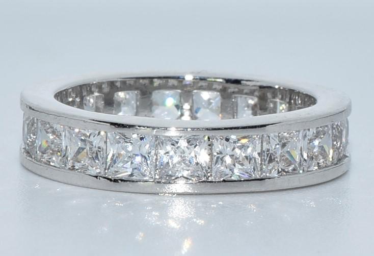 Silver Tone Eternity CZ Band Ring Sz 6 (1 of 3)