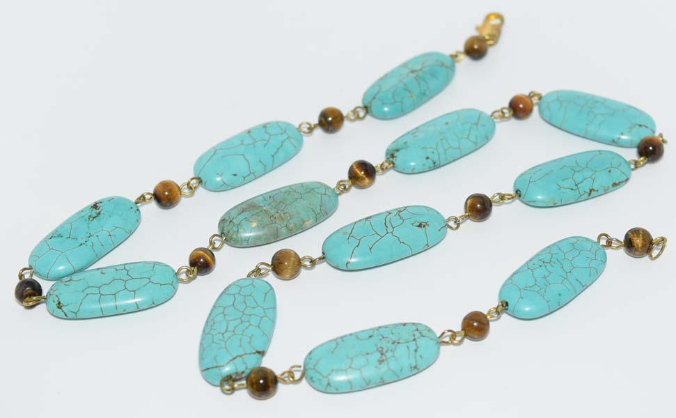 Turquoise Color & Tigers Eye Beaded Necklace (1 of 3)