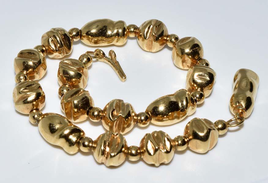 Gold Tone Fashion Beaded Bracelet: Measurement: 7.5 inch length, 6mm width