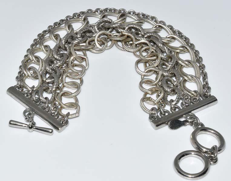 Premier Designs 6 Strand Chain Link Bracelet: Measurement: 7.5 inch â€“ 8.5 inch length, 31mm width