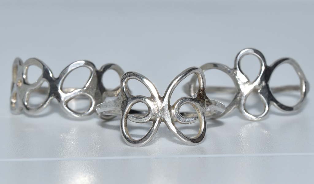 Set of 3 800 Silver Artisan Rings Sz 6, 6.75, 8 (1 of 4)