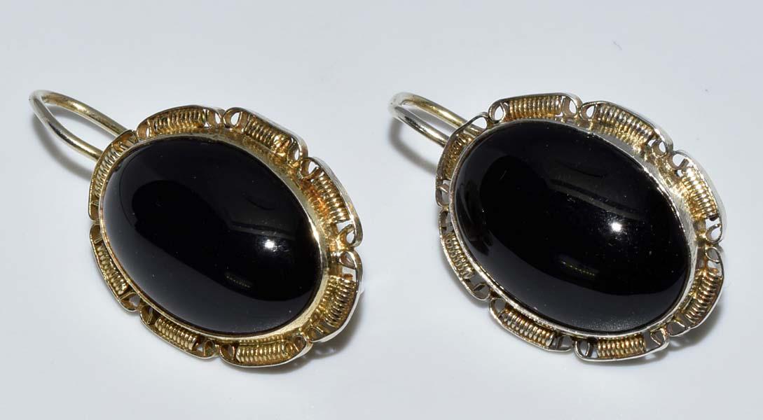 Gold Over Sterling Silver Onyx Drop Earrings (1 of 4)