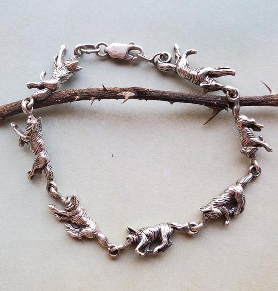 Sterling Silver Running Wolf Bracelet (1 of 3)