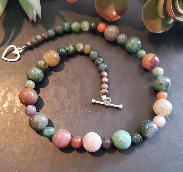 Sterling Silver Agate Beaded Necklace (1 of 3)