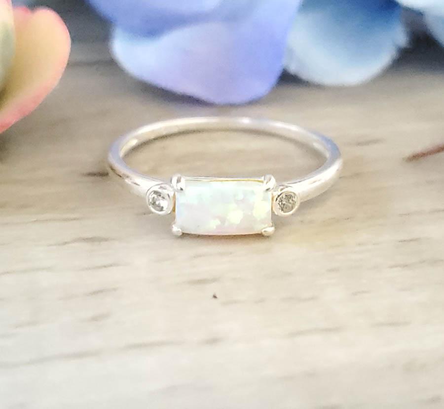 Sterling Silver Opal Ring Sz 7.25 (1 of 3)