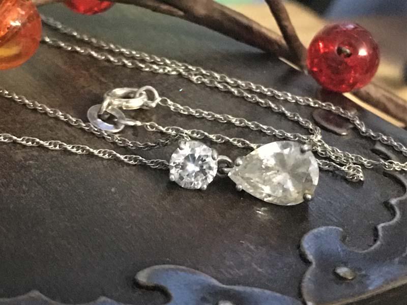 Signed DUS Sterling Silver CZ Necklace (1 of 2)