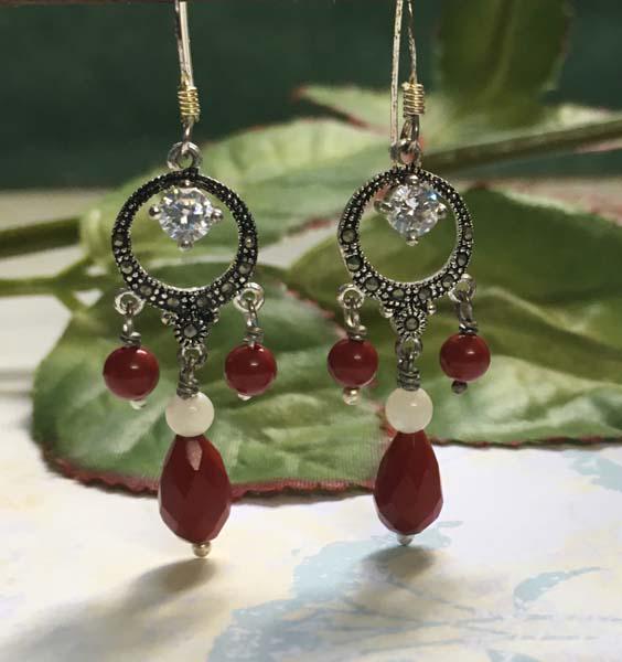 Sterling Silver Bead & Marcasite Earrings (1 of 4)