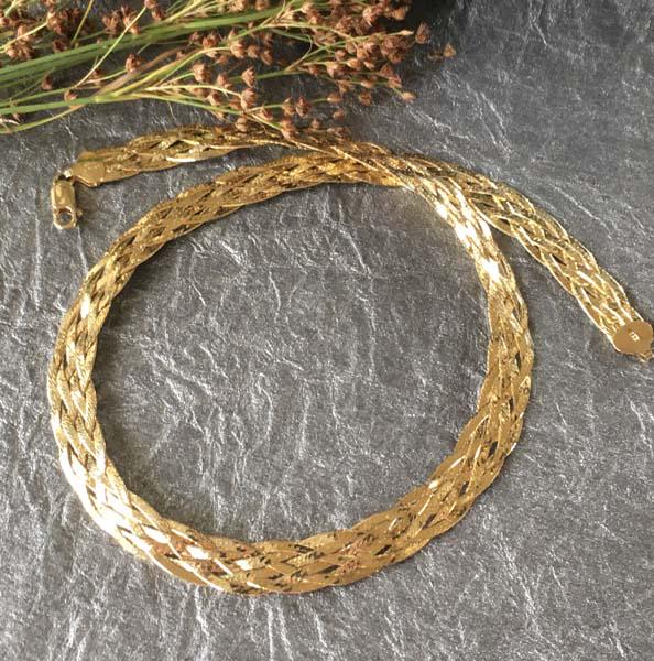 Italian Vermeil Sterling Braided Herringbone Necklace (1 of 6)