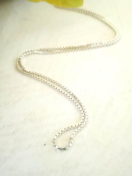 Sterling Silver Chain: Item Details:Sterling Silver Chain Type: Box Chain Length: 16 Inches Width: 1 mm Other: Spring Ring Closure Stone Type: None Stone Cut: N/A Stone Color: N/A Shape/Style: Box Chain Carats: N/A Weight i
