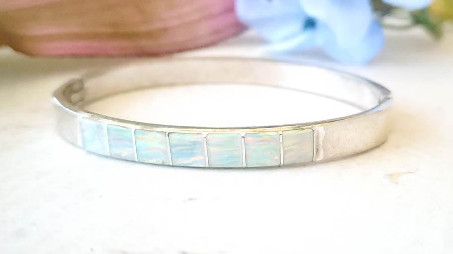 Silver Plated Opal Bracelet (1 of 3)