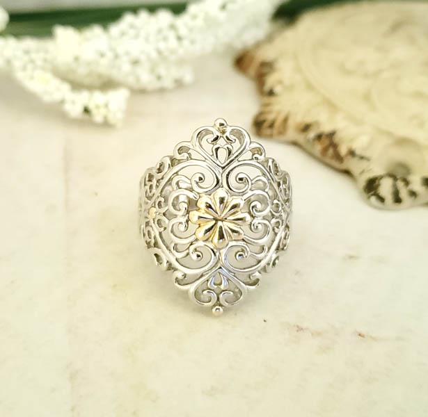 Sterling Silver Scroll Ring Sz 7 (1 of 6)