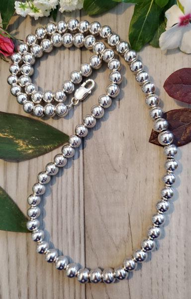 Heavy Sterling Silver Beaded Necklace (1 of 6)