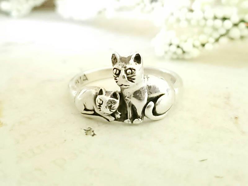 Sterling Silver Cat Lovers Ring Sz 6.75 (1 of 5)