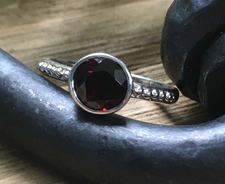 Denmark Sterling Silver Garnet Ring Sz 8 (1 of 4)