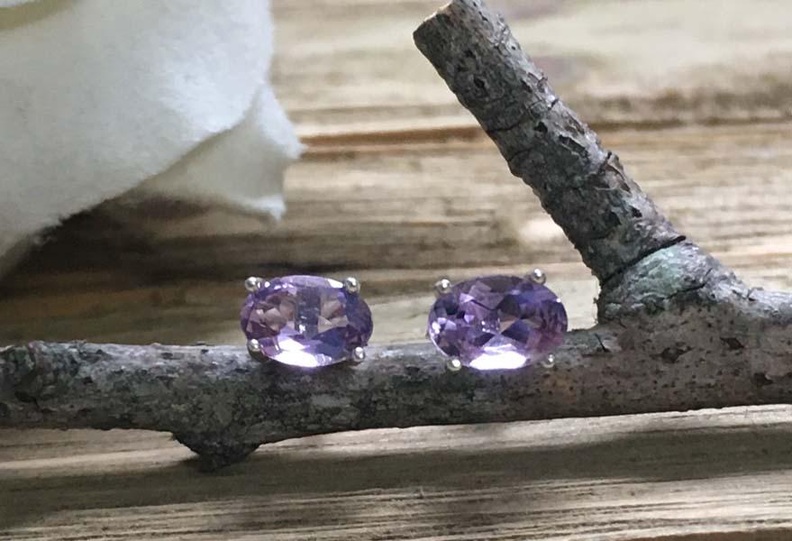 Sterling Silver Amethyst Stud Earrings (1 of 5)