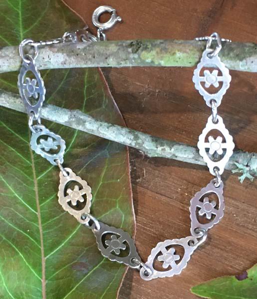 Sterling Silver Flower Link Bracelet (1 of 6)