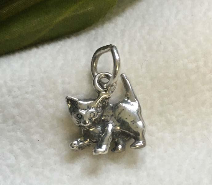Sterling Silver Cat Charm or Pendant (1 of 4)