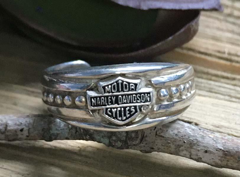 Sterling Silver Harley Davidson Adjustable Ring (1 of 5)