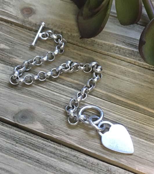 Sterling Silver Heart Charm Rolo Chain Bracelet (1 of 3)