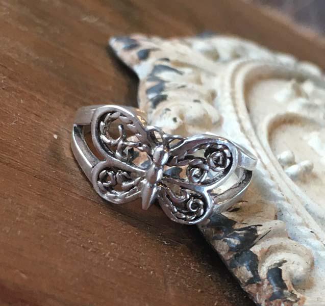 Sterling Silver Butterfly Adjustable Ring (1 of 4)