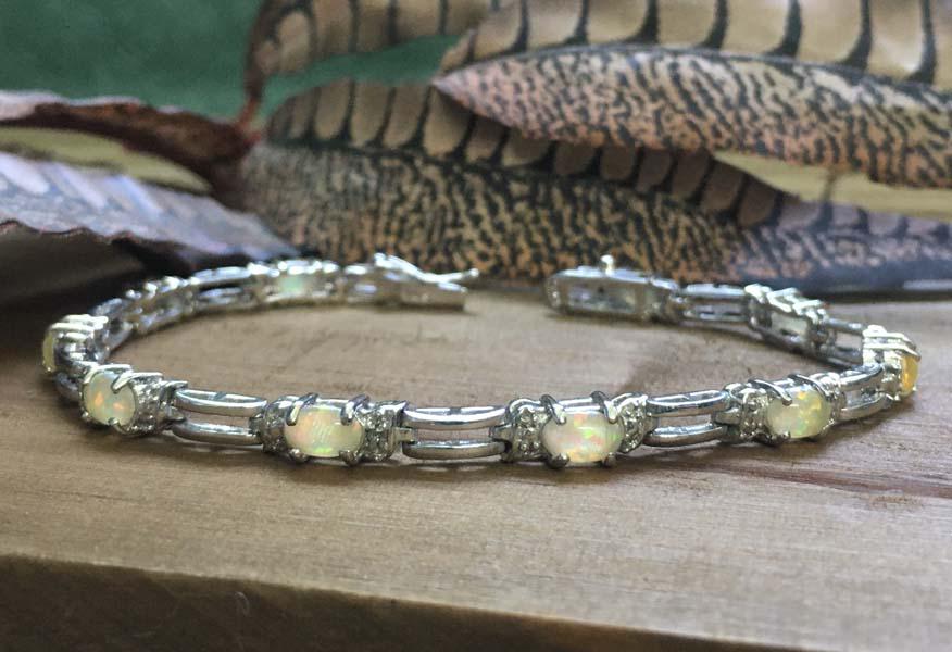 Sterling Silver Opal Tennis Bracelet (1 of 5)