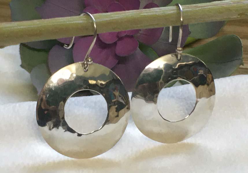 Sterling Silver Hammered Hoop Earrings (1 of 5)