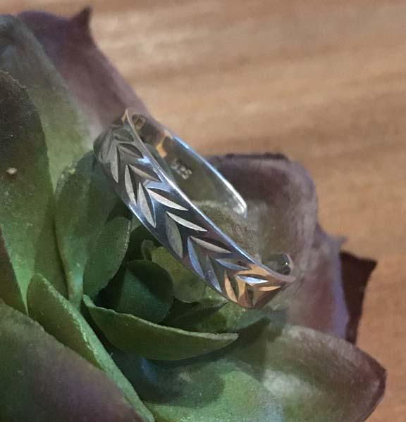 Sterling Silver Etched Adjustable  Ring (1 of 4)