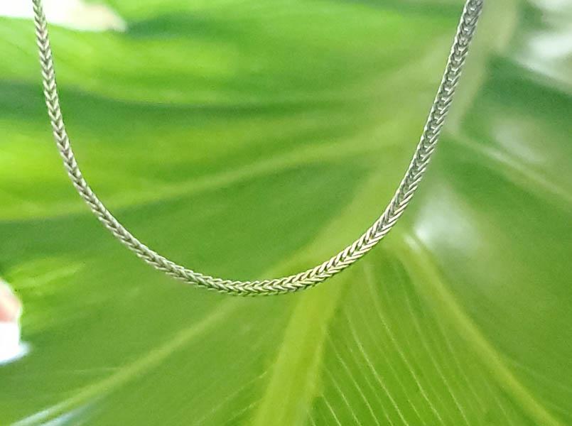 Sterling Silver Chain: Item Details:Sterling Silver Chain Type: Wheat Chain Length: 21 Inches Width: 1.25 mm Other: Spring Ring Closure Stone Type: None Stone Cut: N/A Stone Color: N/A Shape/Style: Wheat Chain Carats: N/A W