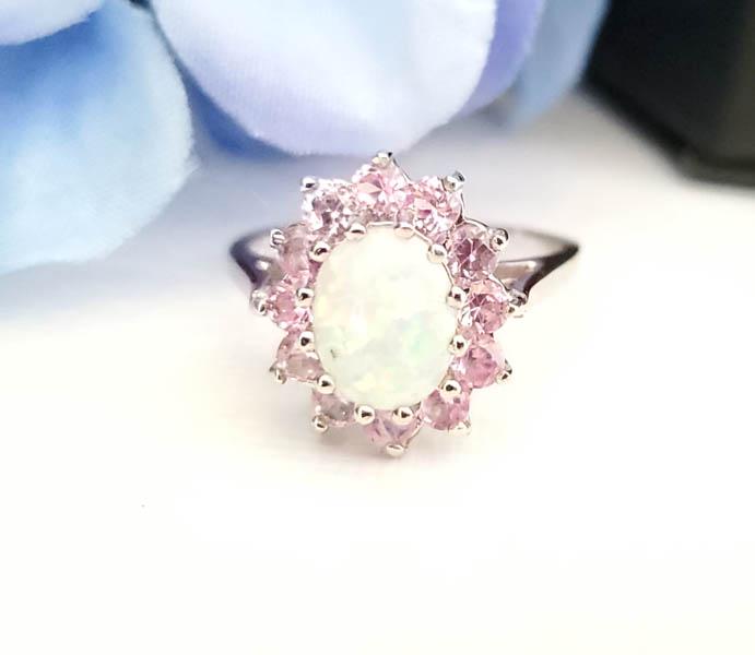 Sterling Silver Opal and Sapphire Ring sz 8 (1 of 7)
