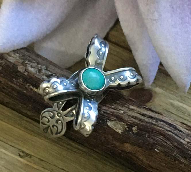 Native American Sterling Silver Turquoise Ring Sz 5 (1 of 5)