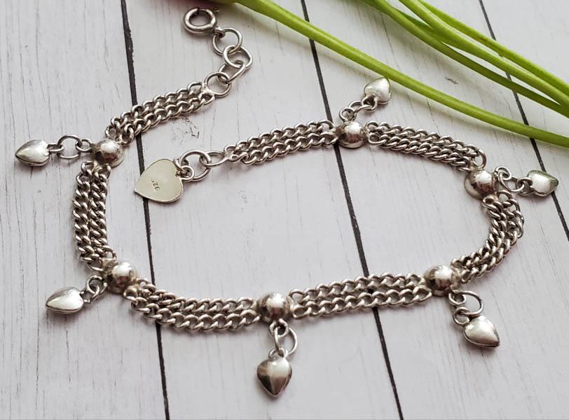 Sterling Silver Heart Link Bracelet (1 of 4)