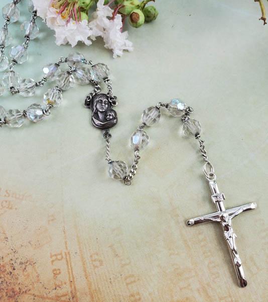 Sterling Silver Crystal Bead Rosary (1 of 7)