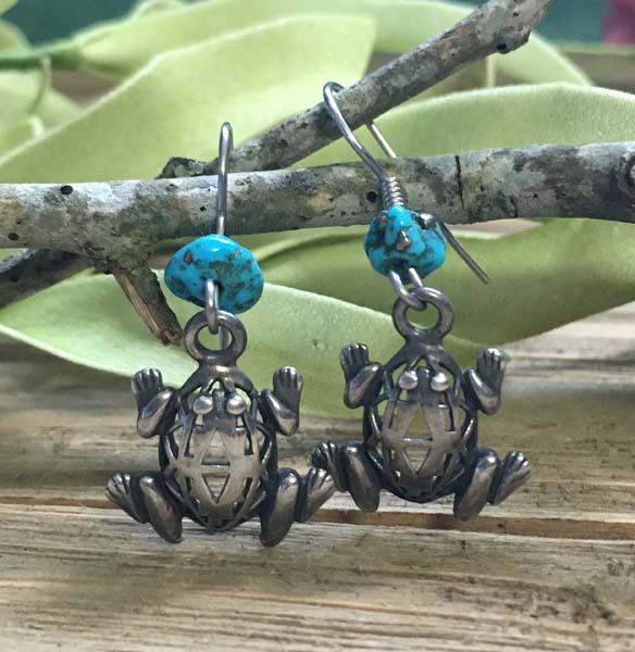 Sterling Silver Frog Earrings (1 of 4)