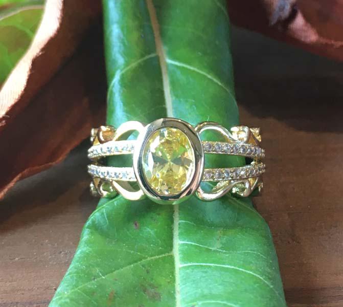 Gold Tone CZ Ring Sz 8 (1 of 7)