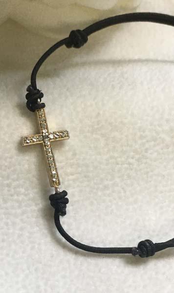 Sterling Silver Diamond Chip Cross Bracelet (1 of 5)