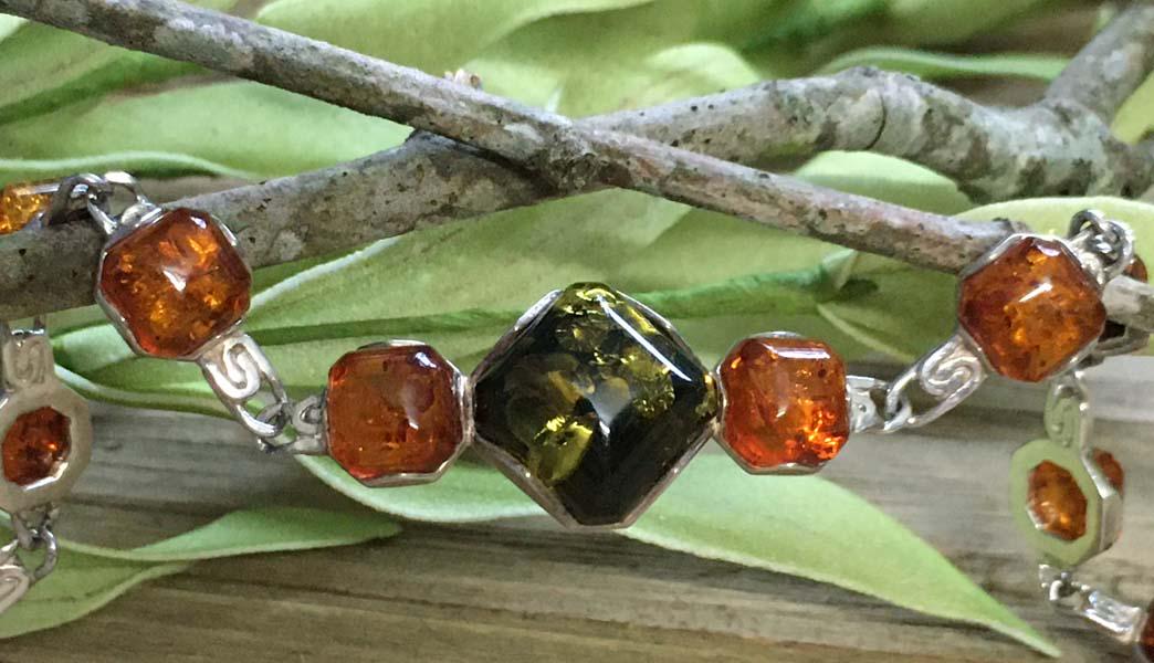 Sterling Silver Amber Link Bracelet (1 of 4)