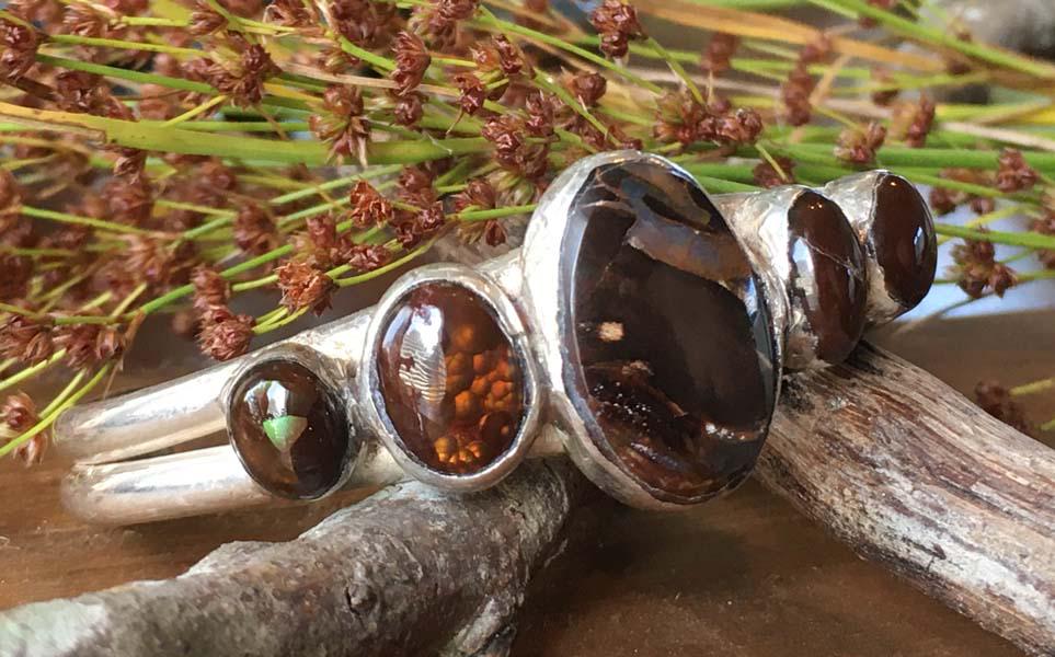 Artisan Sterling Silver Boulder Opal Cuff Bracelet (1 of 5)