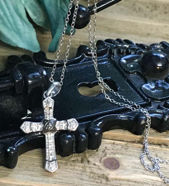 Sterling Silver Diamond Cross Necklace (1 of 3)