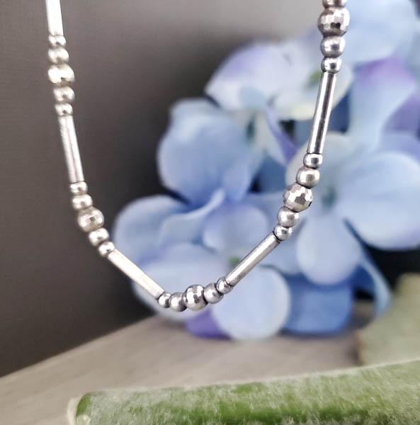 Sterling Silver Stick & Bead Necklace (1 of 6)