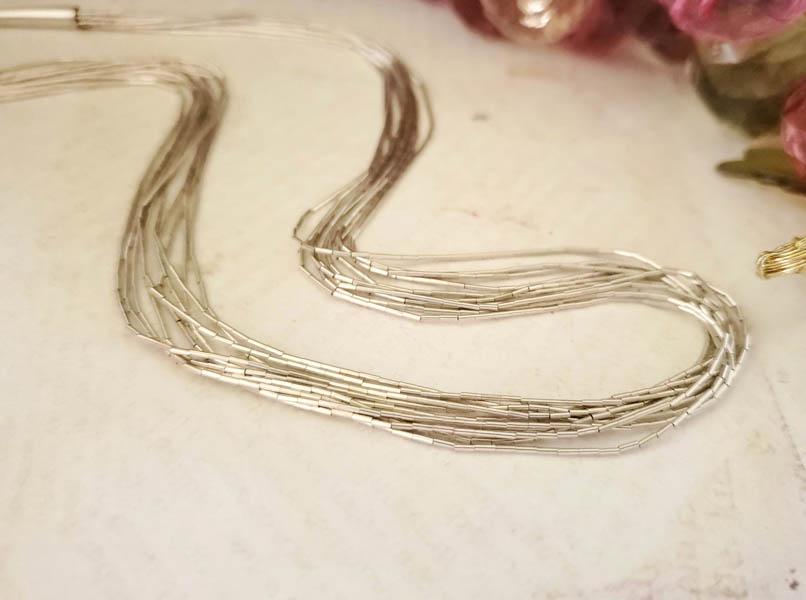 Carolyn Pollack Liquid Silver Heishi 10 Strand Necklace (1 of 9)