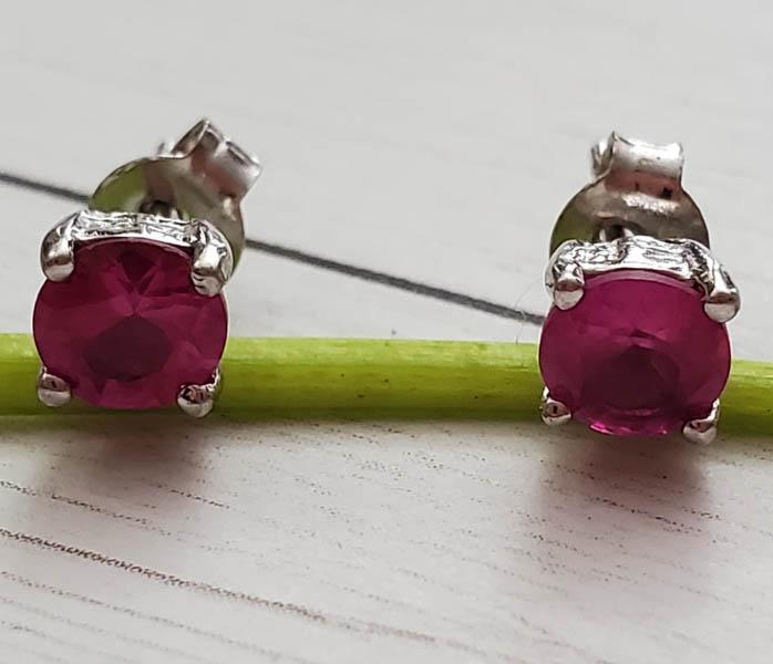 Sterling Silver Pink Sapphire Earrings (1 of 4)