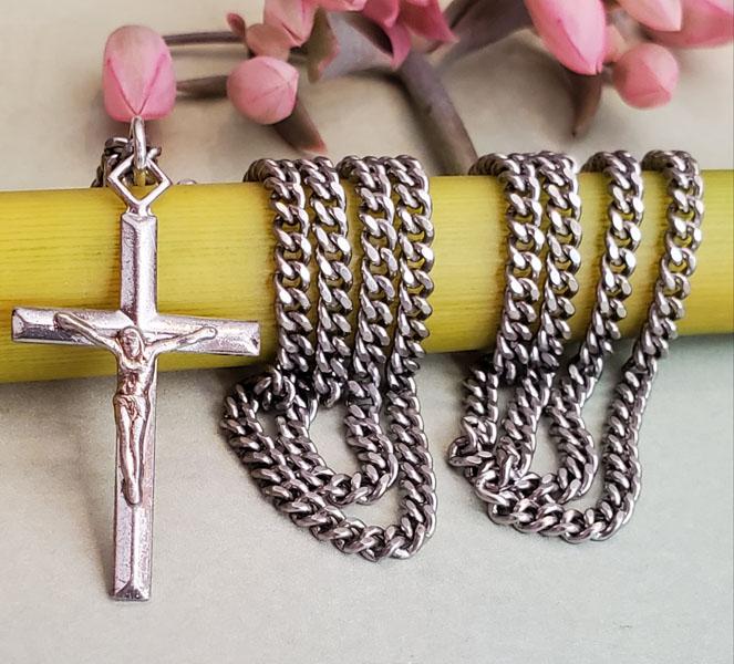 Sterling Silver Cross Necklace 11.8g (1 of 4)