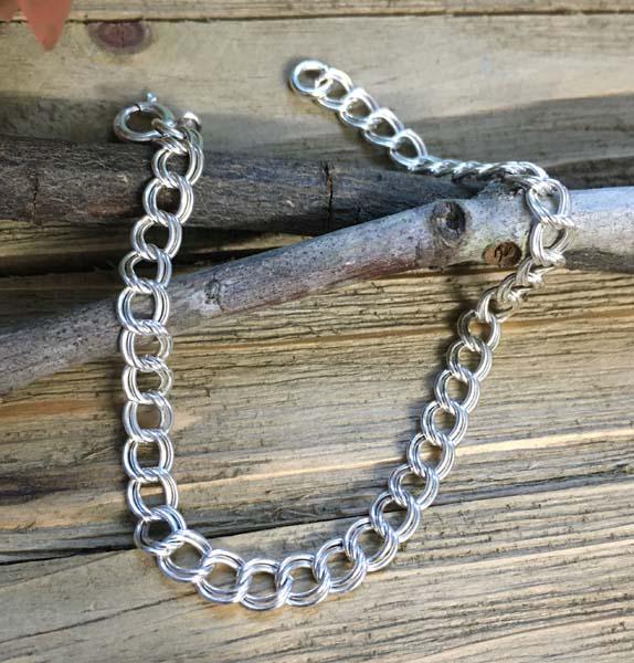 Sterling Silver Double Link Charm Bracelet (1 of 3)
